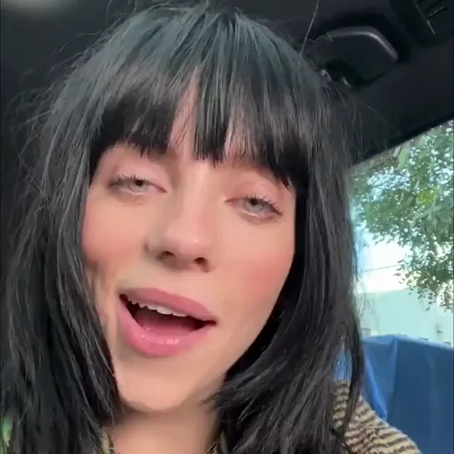 Billie Eilish Sticking Out Her Juicy Tongue in the Car