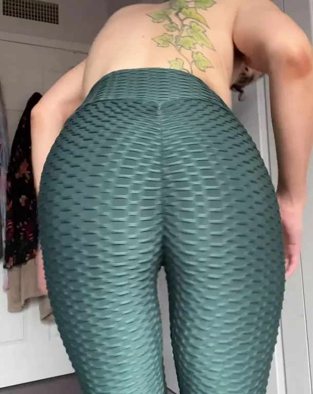 First Pair Scrunchy Leggings Hugging That Fat Amateur Ass