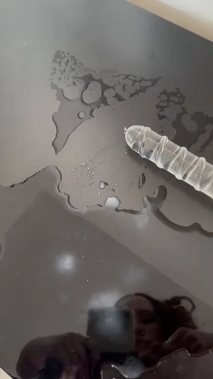 Aftermath of squirting milk and pussy juice all at the same time