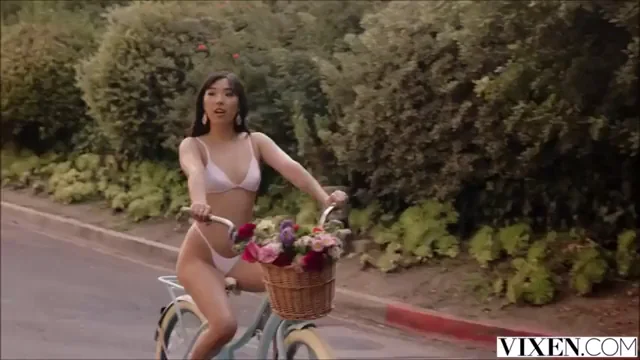 Elle Lee Rides Bike in Tiny Bikini Then Sucks Cock Like a Slut