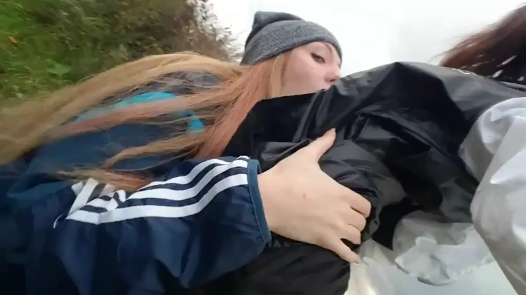 Naughty Lesbo Bitches Finger and Lick Pussies Outdoors