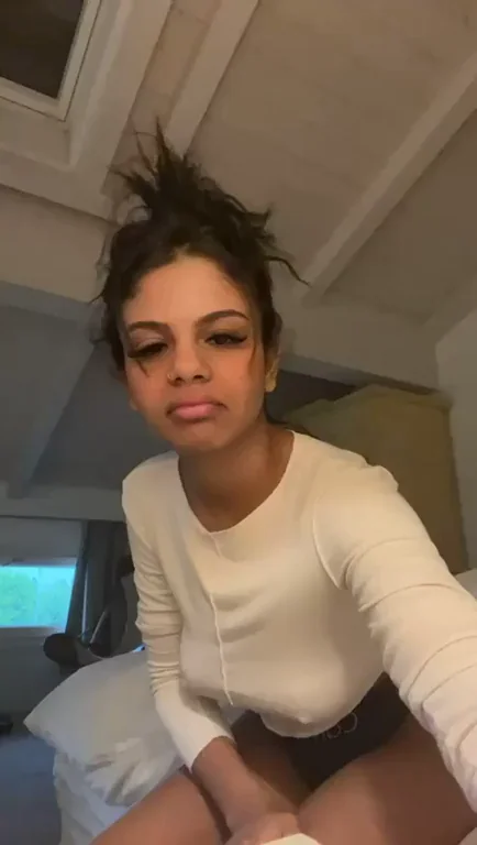 18YO Ebony Slut Teases in Tight White Crop & Calvin Kleins