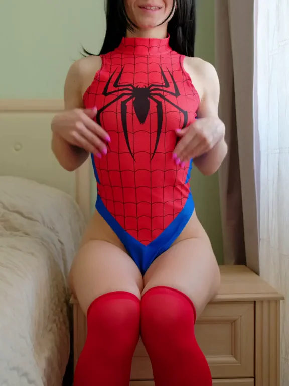Teasing Spider-Girl's Tiny Tits Reveal & Thong Tease