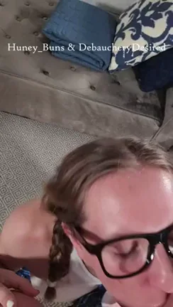 School girl on her knees can't get enough of my cock