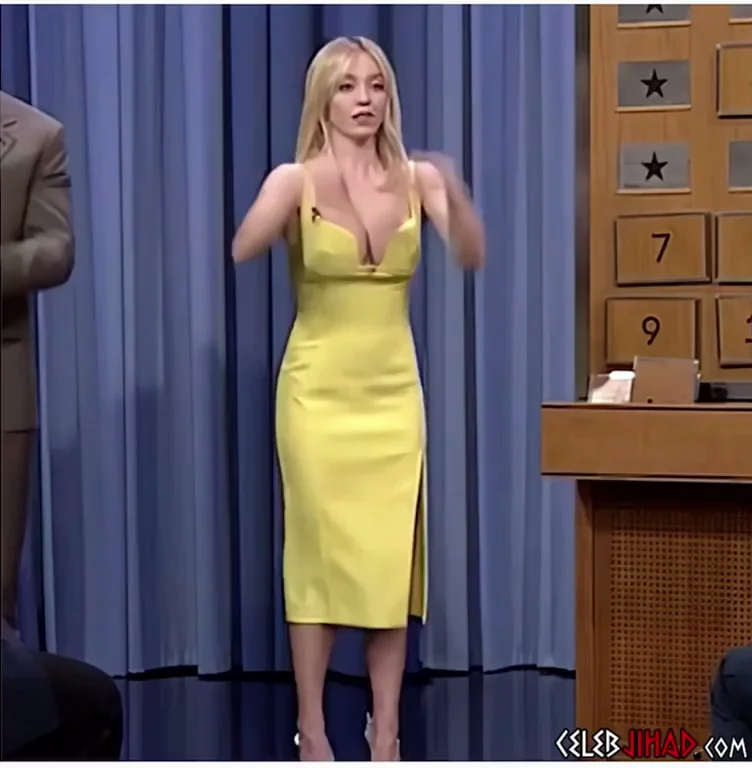 Sydney Sweeney's Massive Tits Bounce in Sexy Yellow Dress 😍🍈🍈