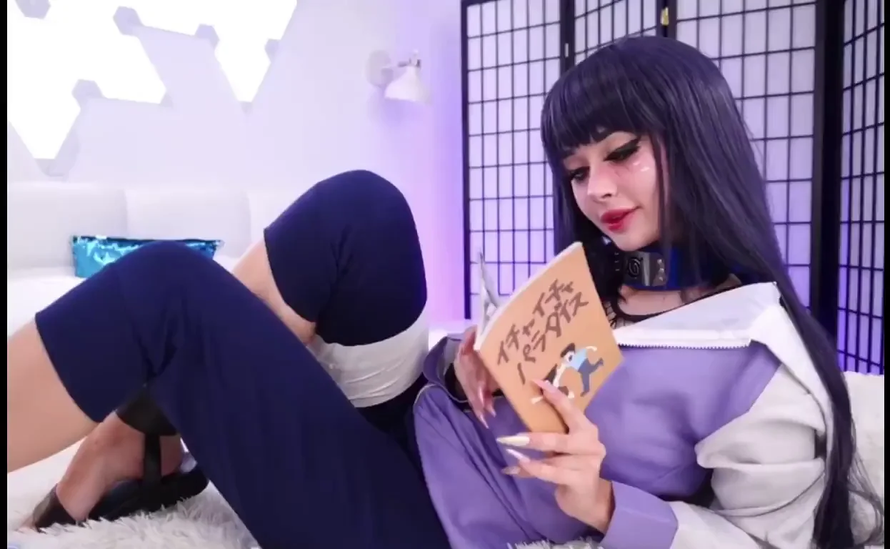 Purple Bitch as Sexy Hinata Reading and Teasing