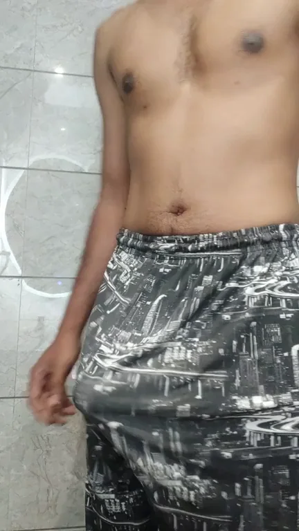 Indian Stud's Thick Desi Dick Tease in the Bathroom