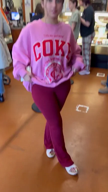 Public Pastry Shop Flash in Pink Coke Hoodie & Tight Leggings 😈🍑