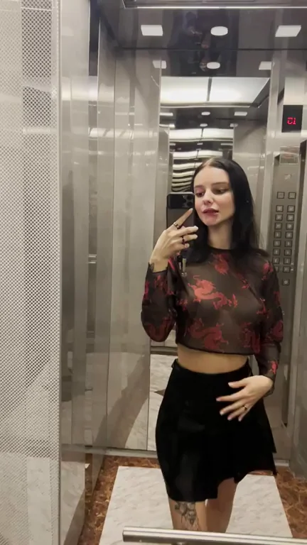 🔥 Uni Elevator Slut's Sheer Top Tits Tease 😈