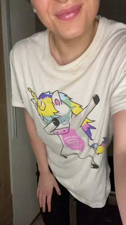 Tight Squeeze Ass in Black Leggings and Unicorn Tee