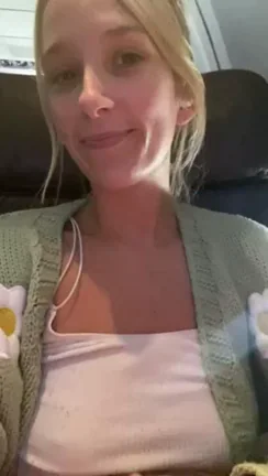 First Class Flight Slut: Petite Blonde Fingers Her Dripping Pussy Mid-Flight 🤭