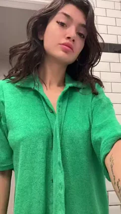 Fooled Ya? My Massive Tits Spill Out in Green Shirt Tease 😏🍈🍈