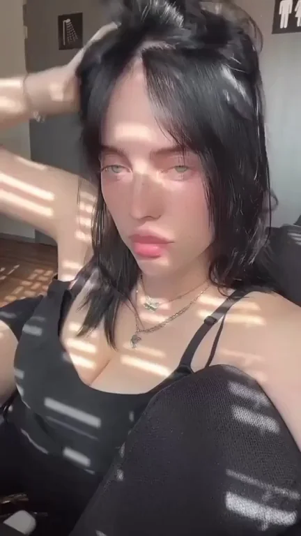 Billie Eilish's Juicy Black Cleavage Tease 😈🍈🍈