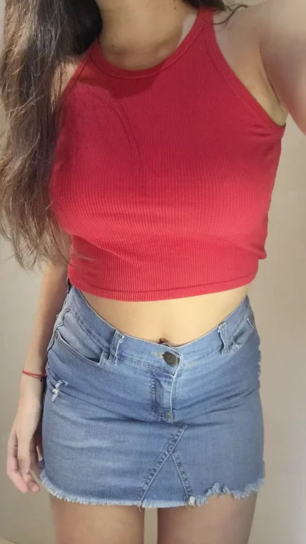 Mmm, Check My Perfect Tits & Ass in Red Crop Top Tease 😍🍒