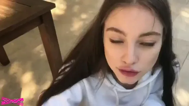 Swallowing Cum for breakfast in the backyard