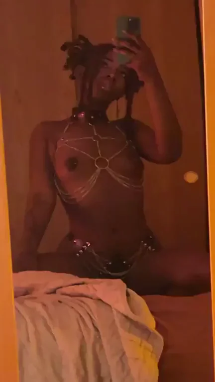 🖤 Ebony Babe Strips in Chains: Let Me Tease You? 😈
