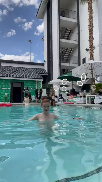 Emily Bloom's Slutty Swimwear Tease at MyFreeCams Pool Party 🔥💦