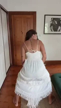 Booty Queen Twerking Wild in Frilly White Dress