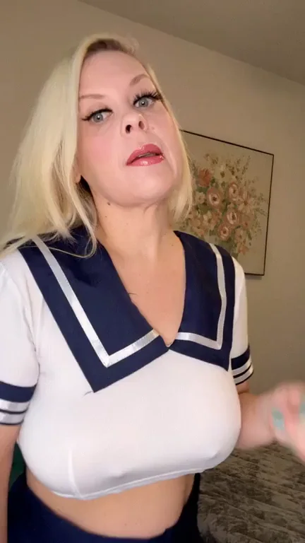 Naughty Schoolgirl MILF Teases Daddy in Sailor Uniform 😈📚💋