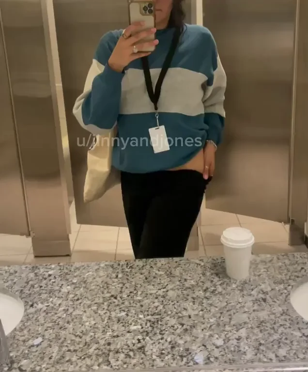 right after using my dildo in the stall behind me 😈😈
