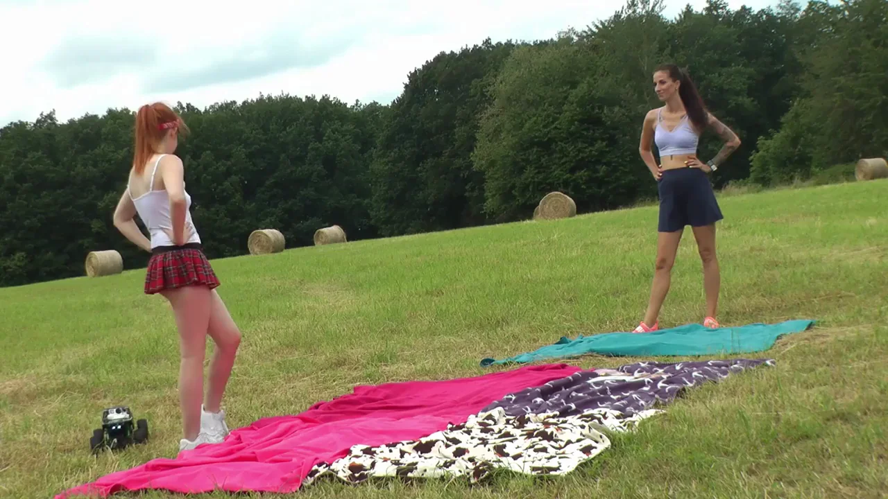 No Panties Yoga in short miniskirts in public