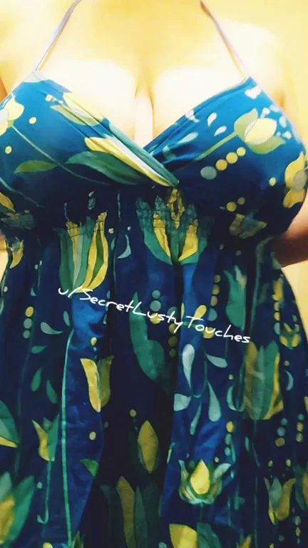 40yo MILF Teases Massive Tits in Sexy Leafy Dress GIF 😈🍌💦