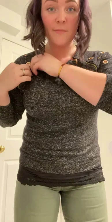 Purple-Haired Tease's Slutty Sweater Flash 'n' Strip