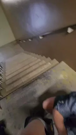 Stairwell Slut Sucks Fat Cock Hard 😈🍆💦