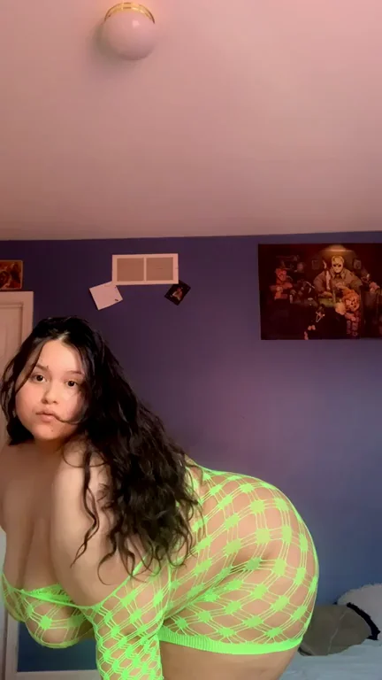 Thick Thighed 18yo Amateur Slut in Sheer Green Bodysuit Tease