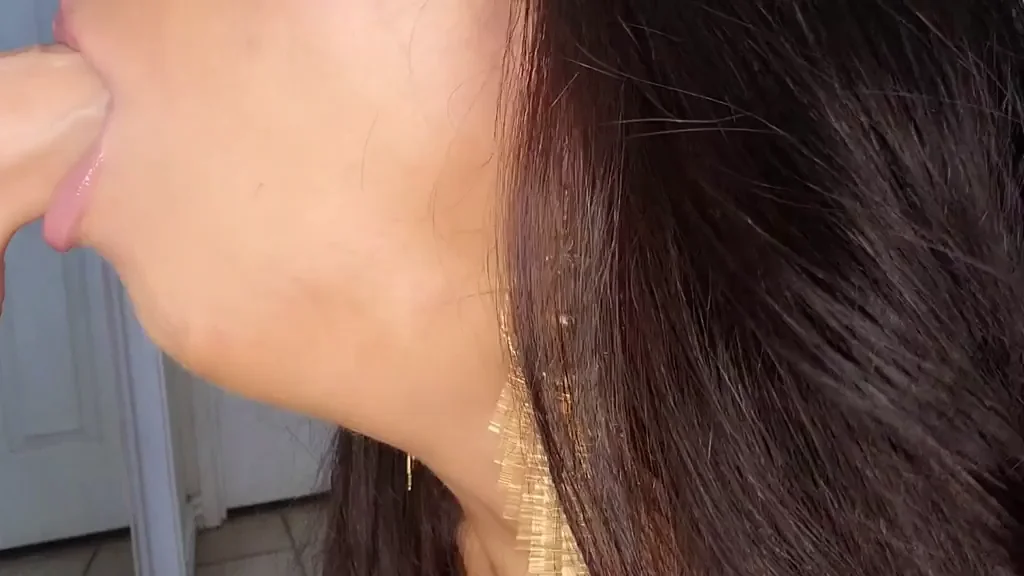 I wish it was your throbbing cock that I was giving sloppy deepthroat to