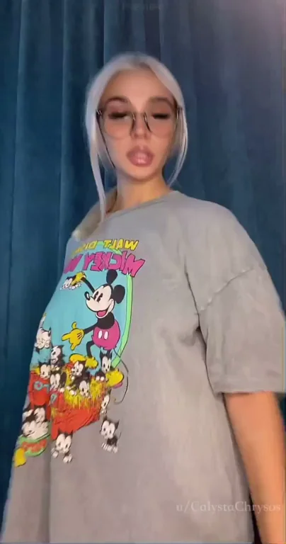 Busty Babe in Mickey Tee Begs: Cum All Over Me! 💦😈