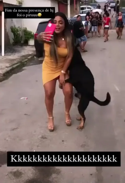Trashy Slut Teases with Big Black Dog Boner 😈🐕💦