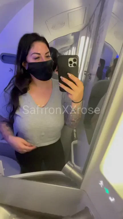 Stacked Tits Tease on Plane 🚀🍈🍈 Who's Joining?
