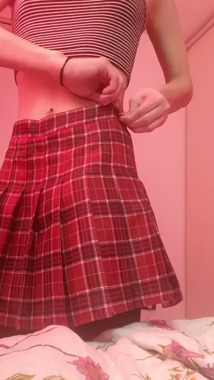 Surprise! 😈 Cute Trans Teen Lifts Skirt to Flash Juicy Surprise 🍑💦