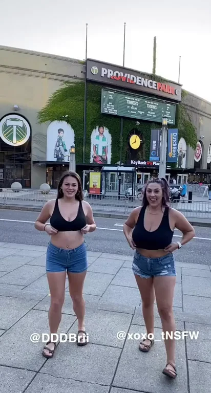Huge Titted Sluts Flash Massive Tits Outside Stadium