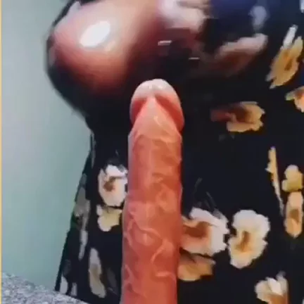 Ebony Babe's Wrap-Around Dildo Titty Fuck Tease
