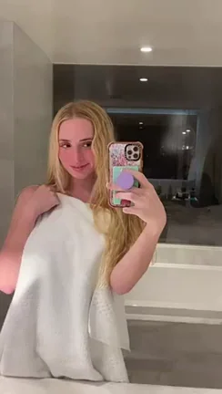Blonde Babe's Epic Towel Slip Transition Tease