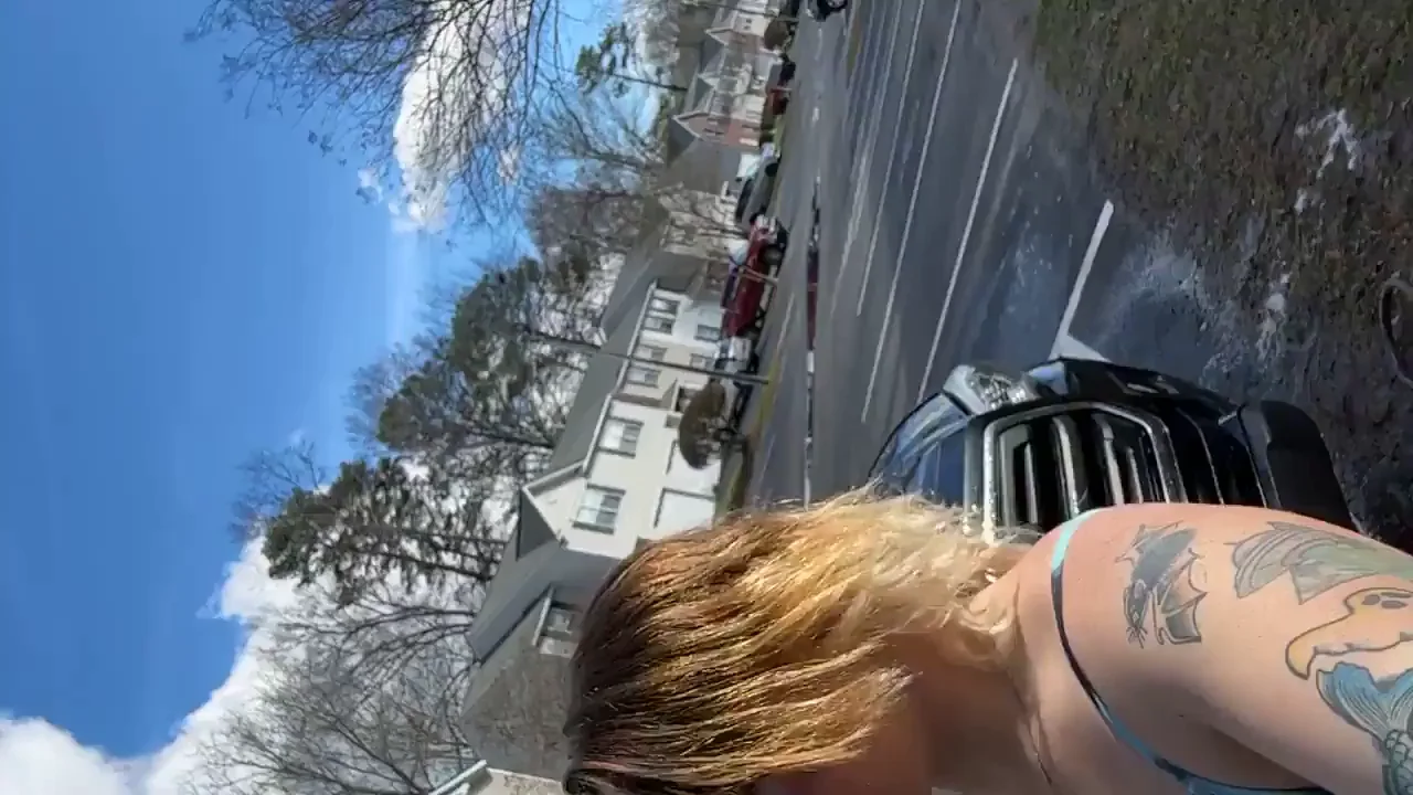 🧼 Neighborhood Truck Wash Tease: Pulling Out My Juicy Tits Teehee! 😏 [GIF]
