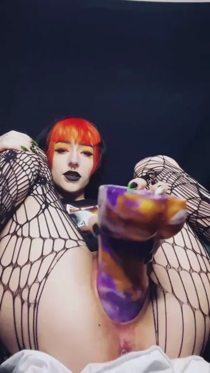 Petite Goth Slut's Creamy Bad Dragon Mess-Fest