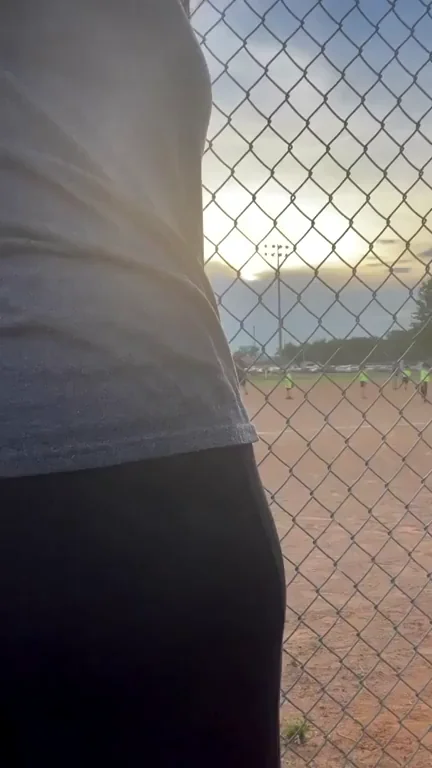 Being a naughty mom at the ballpark.