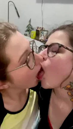 The best way to brighten your day is to share a cum covered kiss with your girl.
