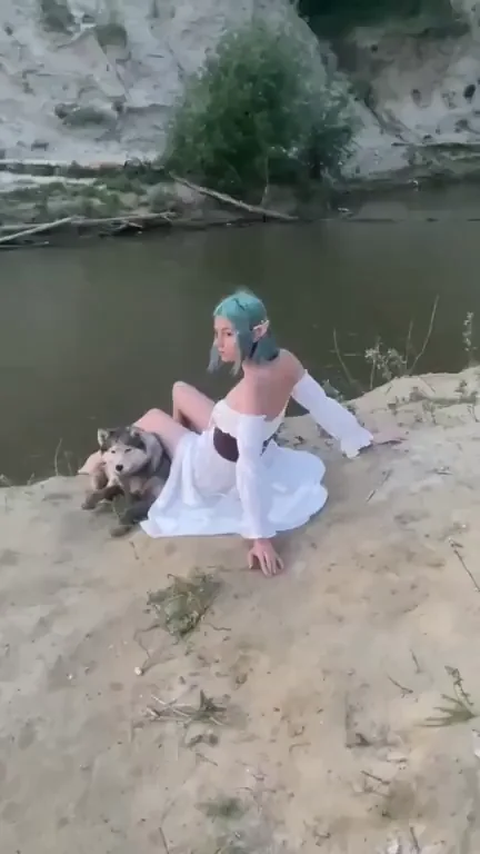 Blue-Haired Nerdy Slut Teases by the River 🌊💙 [F]