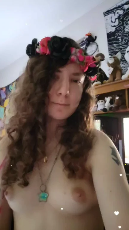 Flower crown and small boobs