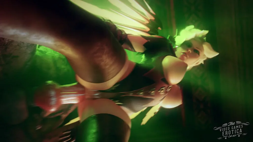 Mercy Wings Spread Wide, Juicy Ass Teased in Green Glow 😈🍑✨
