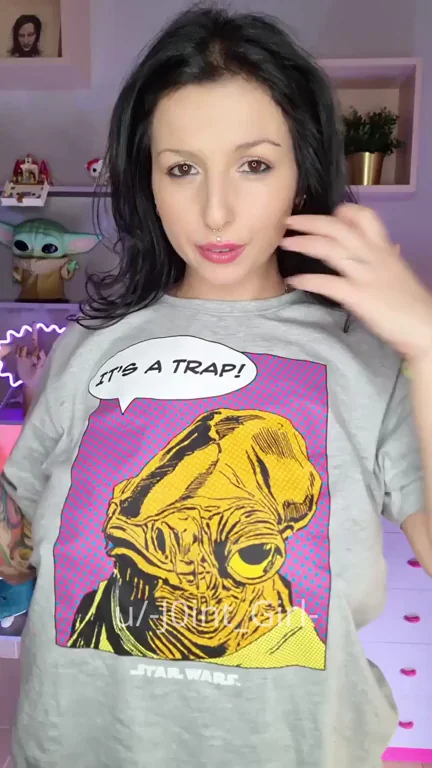 Nerdy Babe's Thirst Trap Tease in Admiral Ackbar Shirt