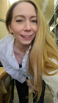 46yo Work Slut Flaunts New VS White Bra & Thong in Warehouse