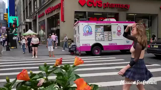 Topless Slut Struts Thru Busy Streets! 😈🚶‍♀️👙