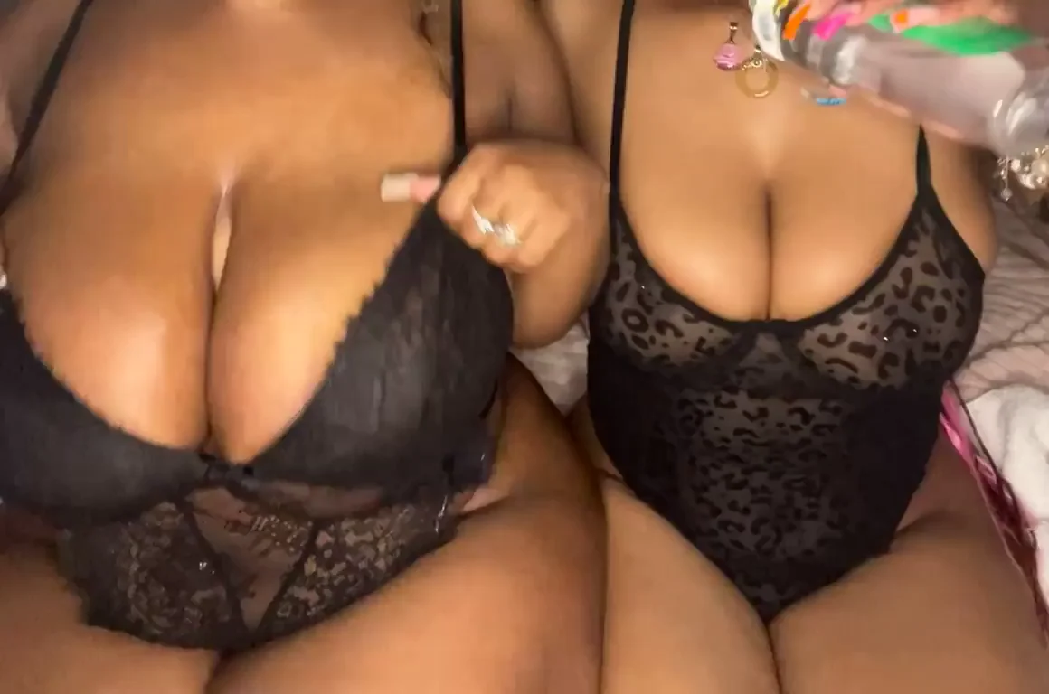 Double 18YO Bombshells: Massive Natural Tits Tease in Lace!