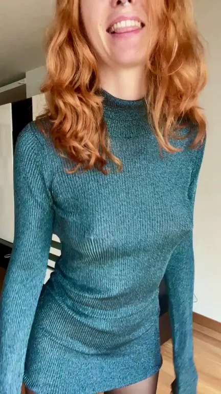 Redhead Slut Teasing Her Hard Pokies in Tight Dress