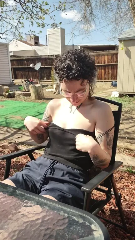Sun-Kissed Titties on My Petite Trans Chest 😍☀️